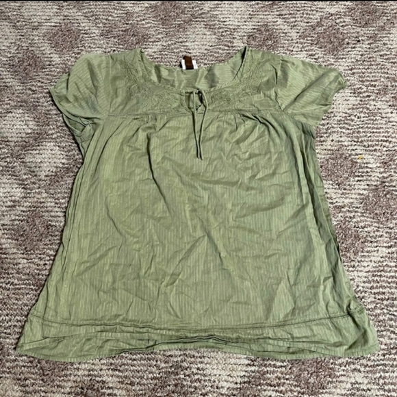👜$3-Sonoma green‎ blouse. Tie Neck. - #657 - Picture 1 of 4